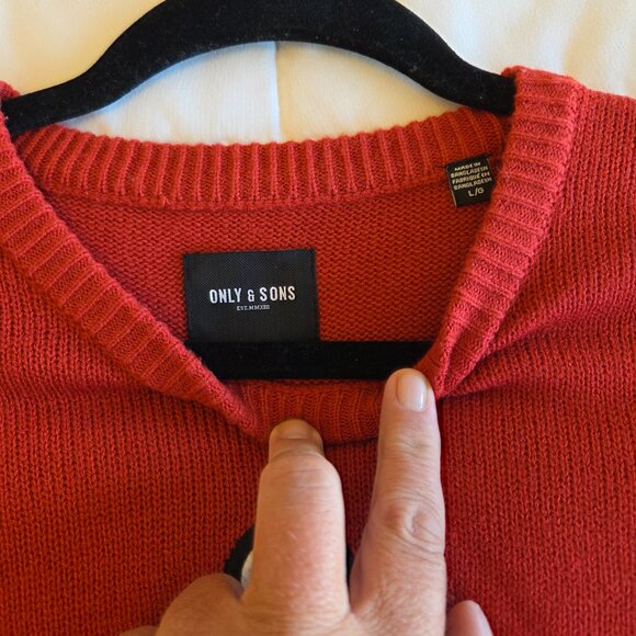 Only and Sons Christmas Snowman sweater Red with Go Xmas logo. Size Large - Picture 4 of 4